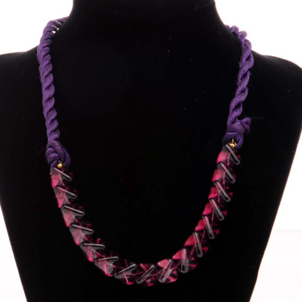 Unique Purple Lucite bead necklace